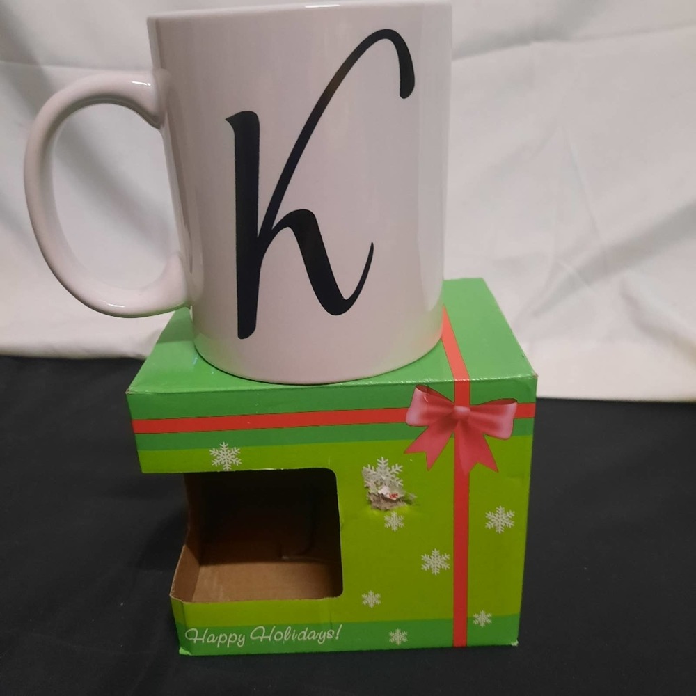 New in box Lettered coffee mugs